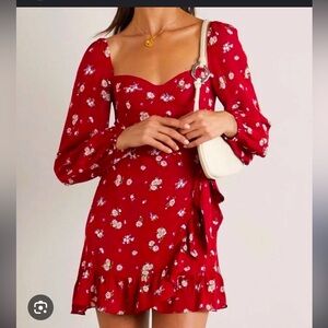 NWT Reformation Cammi Dress Cassia Red Floral Dress